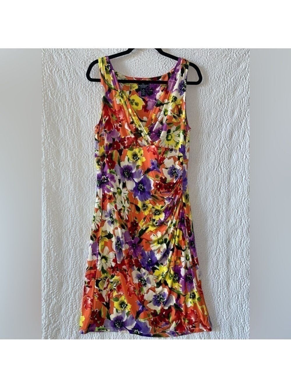 American Living Floral Print Ruched Surplice Sheath Dress